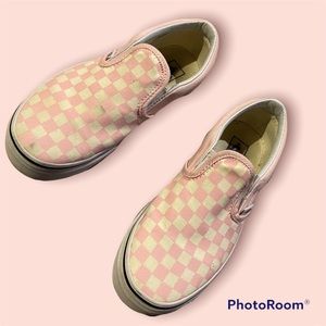 Kids Vans Classic Slip On Skate Shoe Pink Checkers Size 3